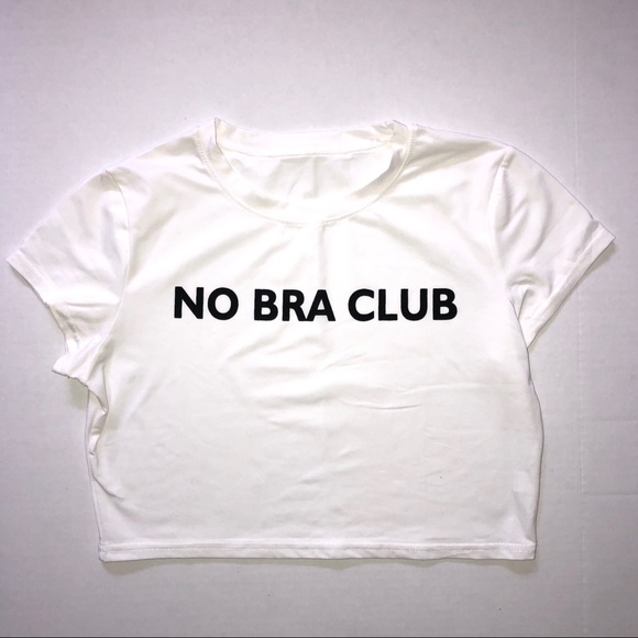 Tops - NO BRA CLUB White Short Sleeve Crop Tee Medium